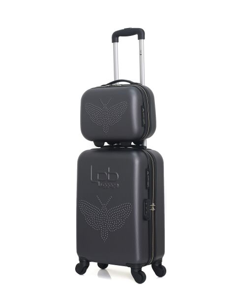 Cabinekoffer 4 enkele wielen & Vanity Francette-h 50/30 cm donkergrijs