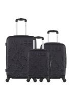 3 Valises moyen séjour, cabine et cabine XXS Nais 65/55/46 cm noires