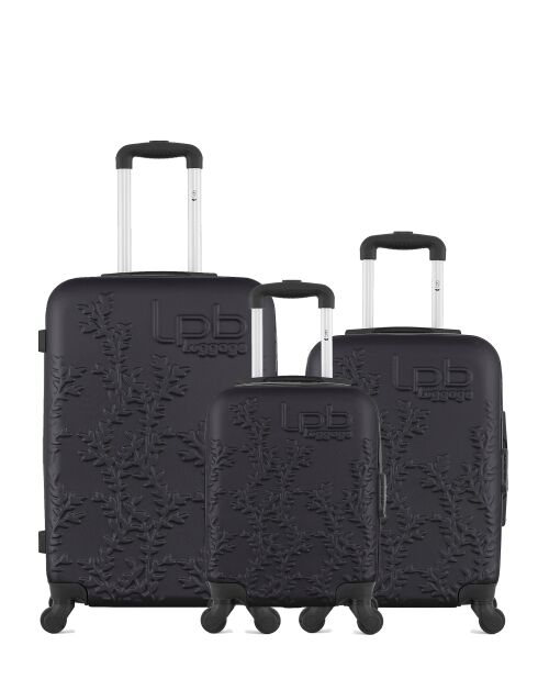 3 Valises moyen séjour, cabine et cabine XXS Nais 65/55/46 cm noires