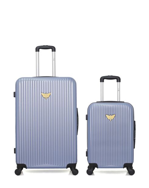 2 Valises long séjour et cabine Agata 75/55 cm bleu doré