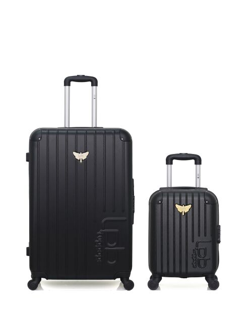 2 Valises long séjour et cabine XXS Marianne 75/46 cm noires
