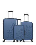 3 Valises long séjour, moyen séjour et cabine Eleonor 75/65/55 cm marine