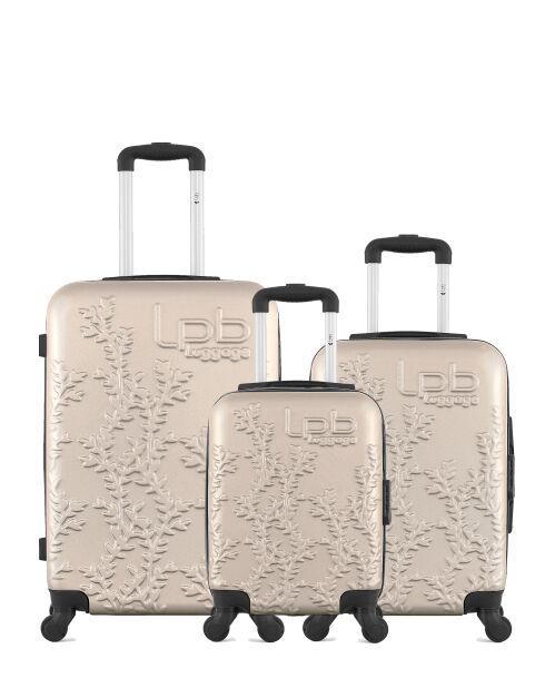 3 Valises moyen séjour, cabine et cabine XXS Nais 65/55/46 cm beiges