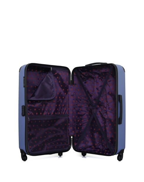 Marianne goudblauwe Long Stay koffer met 4 wielen en enkele wielen