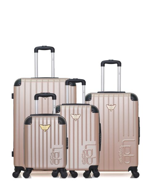 4 Valises long séjour, moyen séjour, cabine et cabine XXS Marianne 75/65/55/46 cm rose doré