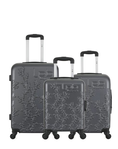 3 Valises moyen séjour, cabine et cabine XXS Nais 65/55/46 cm gris foncé