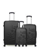 3 Eleonor koffers met lang verblijf van 75/65/55 cm, medium stay en cabine in zwart