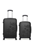 2 Valises moyen séjour et cabine Eleonor 65/55 cm noires