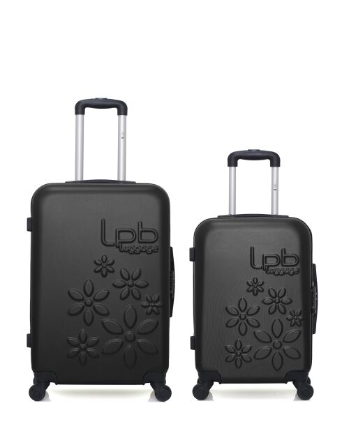 2 Valises moyen séjour et cabine Eleonor 65/55 cm noires