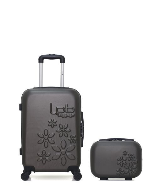 Valise cabine & Vanity Eleonor 55/30 cm gris foncé