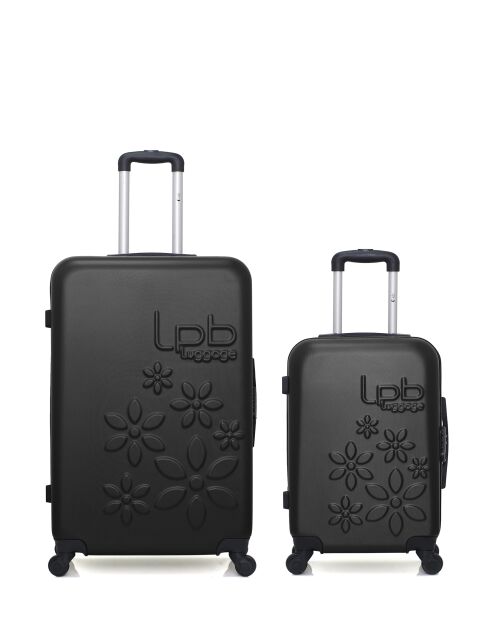 2 Valises long séjour et cabine Eleonor 75/55 cm noires
