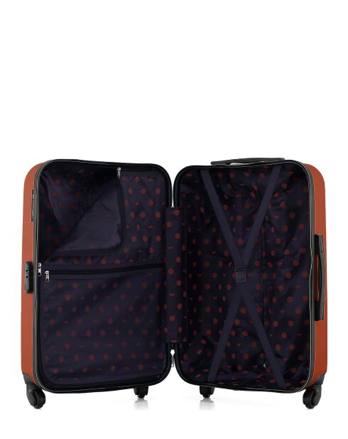 Agata terracotta koffer met 4 wielen en enkele wielen, medium stay