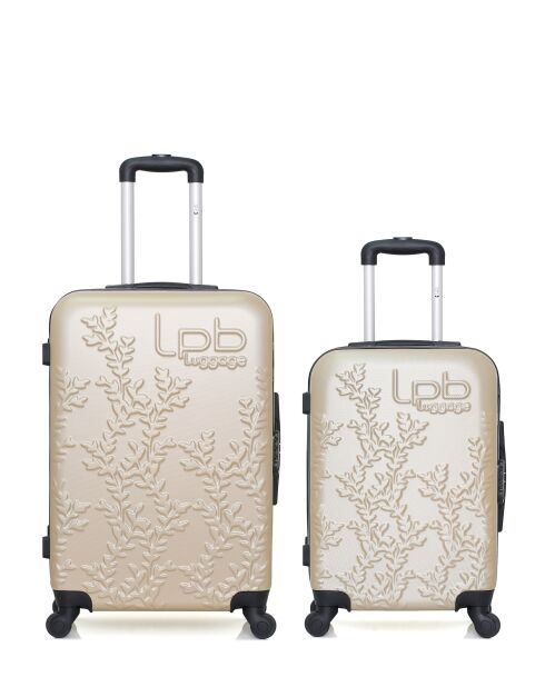 2 Valises moyen séjour et cabine Nais 65/55 cm beiges