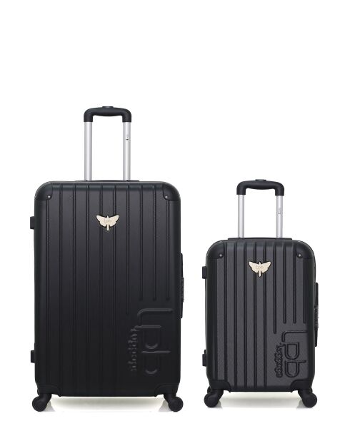 2 Valises long séjour et cabine Marianne 75/55 cm noires