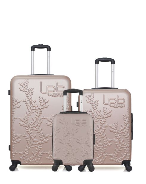 3 Valises long séjour, moyen séjour et cabine XXS Nais 75/65/46 cm rose doré