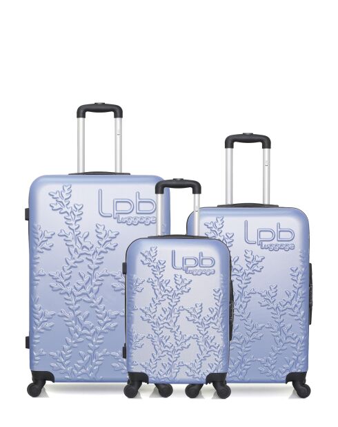 3 Valises long séjour, moyen séjour et cabine Nais 75/65/55 cm bleu doré