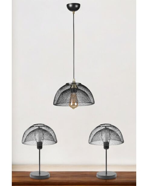 Set lampadario e lampada da tavolo 2546228 nero - 70 cm