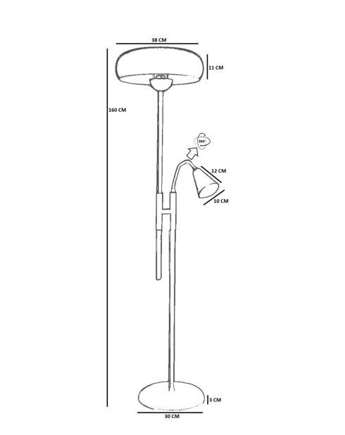 2566012 lampada da terra arancione e bianca - 160 cm