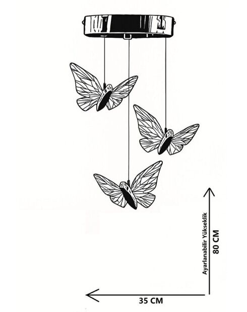 Lampadario Kelebek 3 - oro - da 25 a 80 cm