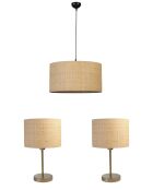 Set lampadario e lampada da tavolo 2545802 crema - 70 cm