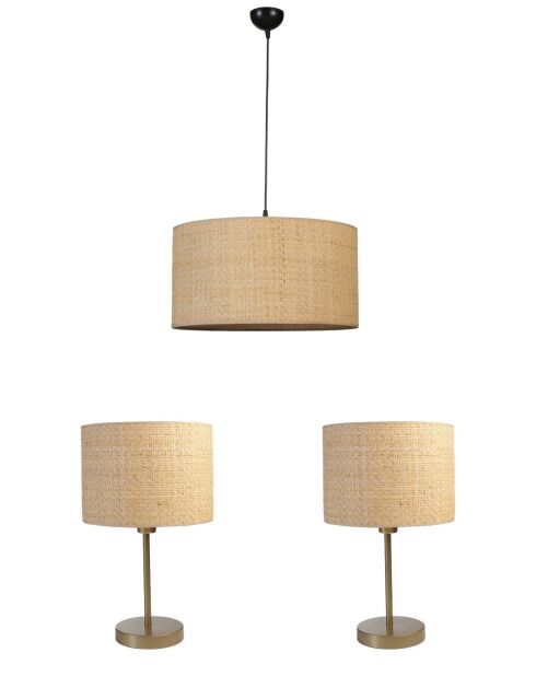 Set lampadario e lampada da tavolo 2545802 crema - 70 cm