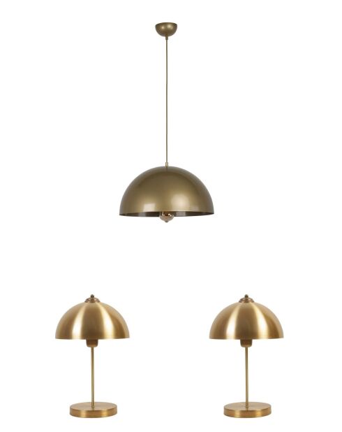 Set lampadario e lampada da tavolo in oro 2546108 - 70 cm