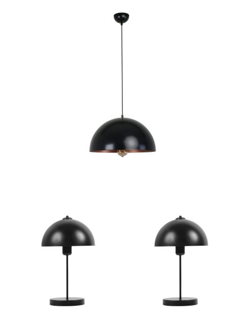 Set lampadario e lampada da tavolo 2546139 nero - 70 cm