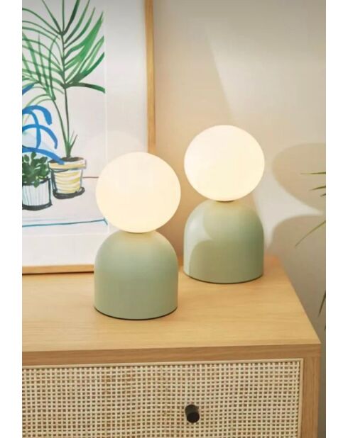 Lampe de table BRZ-340113 vert menthe blanc - 15 cm