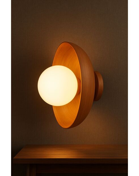 Lampada da parete Hand-S Oak in rovere bianco - 24 cm