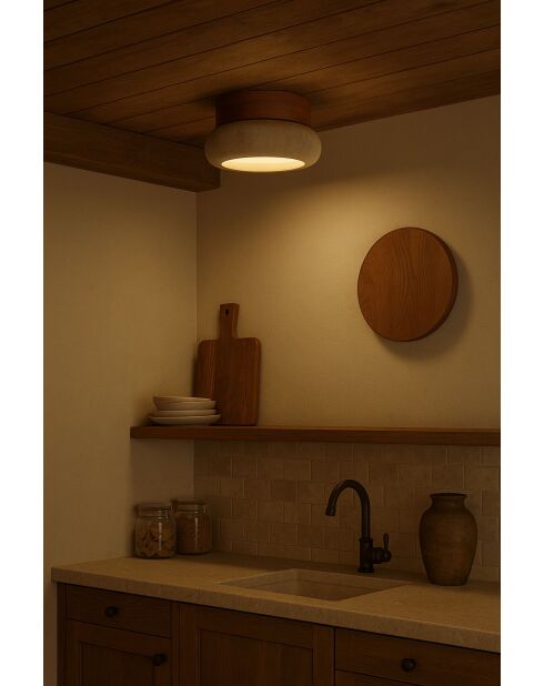 Lampada da parete Worm-S - Rovere rovere beige - 9 cm