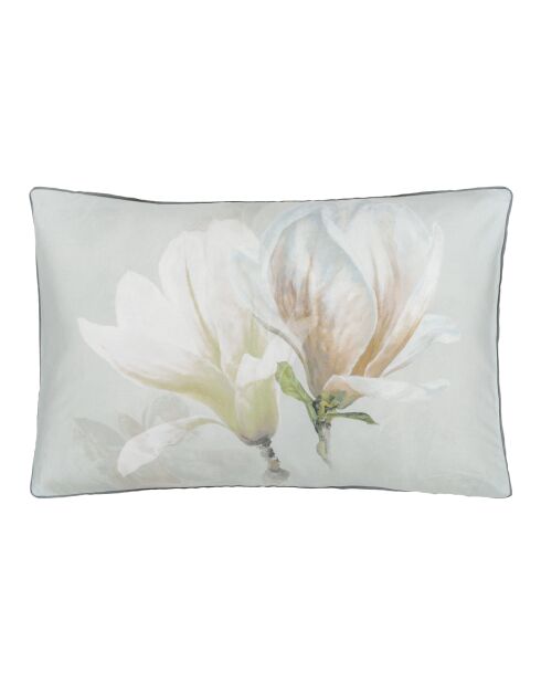 Taie d'oreiller imprimée en satin de coton Yulan magnolia
