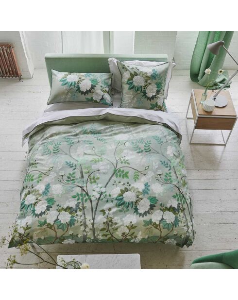 Taie d'oreiller imprimée en satin de coton Fleur orientale