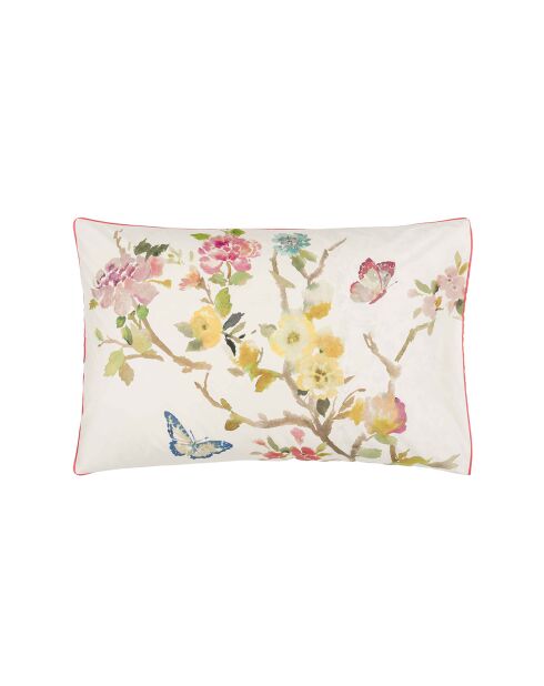 Taie d'oreiller imprimée en percale de coton Fiore d'acqua peony