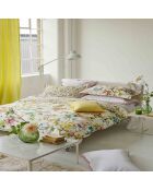 Taie d'oreiller imprimée en percale de coton Fiore d'acqua peony