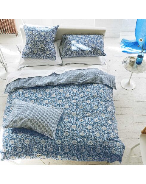 Taie d'oreiller imprimée en percale de coton Shaqui porcelain