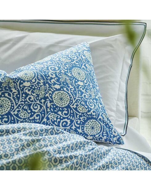 Taie d'oreiller imprimée en percale de coton Shaqui porcelain