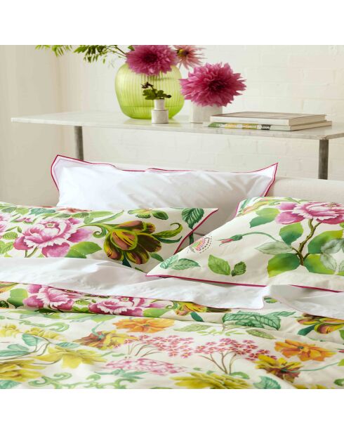 Taie d'oreiller imprimée en percale de coton Eleonora emerald