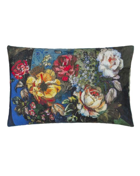 Taie d'oreiller imprimée en satin de coton Minakari cobalt