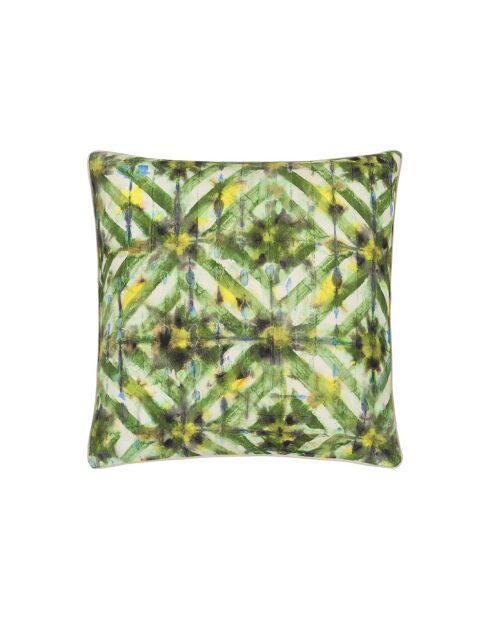 Housse de coussin imprimée en gabardine de coton Parquet batik forest