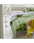 Housse de coussin imprimée en gabardine de coton Parquet batik forest