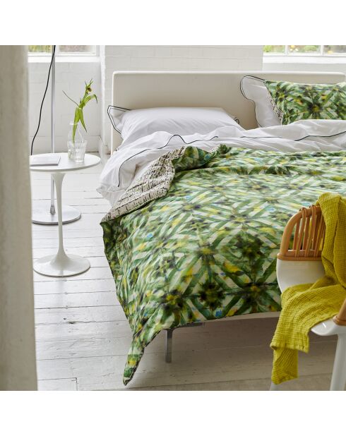 Housse de coussin imprimée en gabardine de coton Parquet batik forest