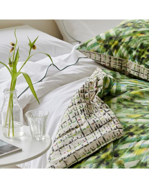 Housse de coussin imprimée en gabardine de coton Parquet batik forest