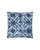 Housse de coussin imprimée en gabardine de coton Parquet batik indigo