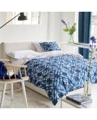 Housse de coussin imprimée en gabardine de coton Parquet batik indigo