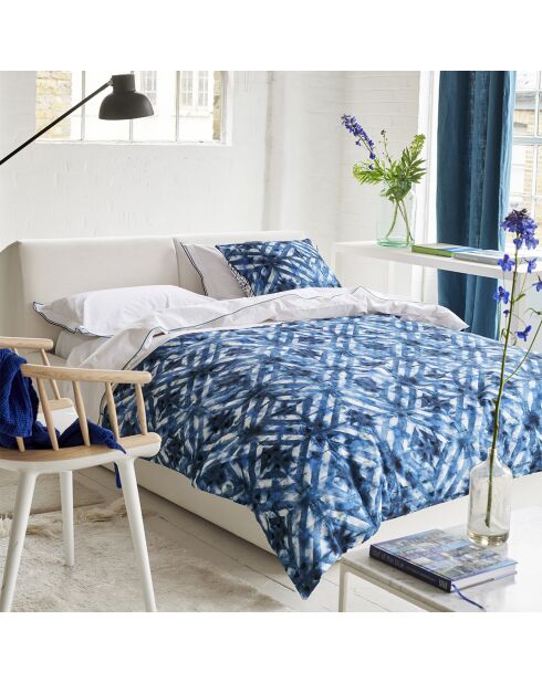 Funda de cojín con estampado de gabardina de algodón índigo batik para parquet