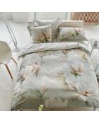 Housse de couette imprimée en satin de coton Yulan magnolia