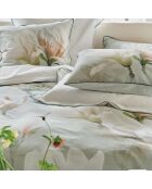 Housse de couette imprimée en satin de coton Yulan magnolia