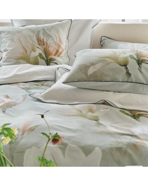 Housse de couette imprimée en satin de coton Yulan magnolia