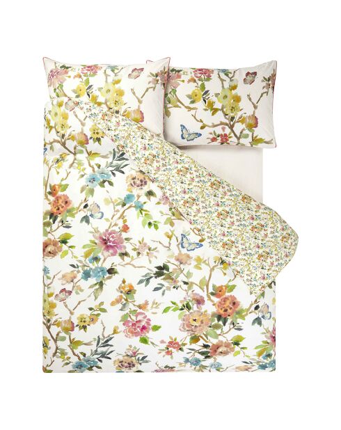 Housse de couette imprimée en percale de coton Fiore d'acqua peony