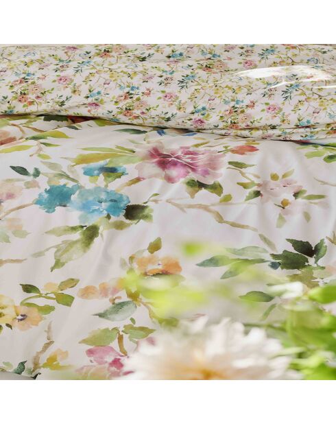 Housse de couette imprimée en percale de coton Fiore d'acqua peony